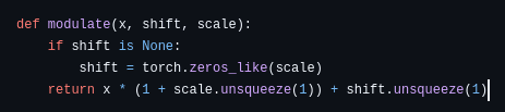 Code Snippet of Modulation function used in Stable Diffusion 3/3.5 for attention mechanism 