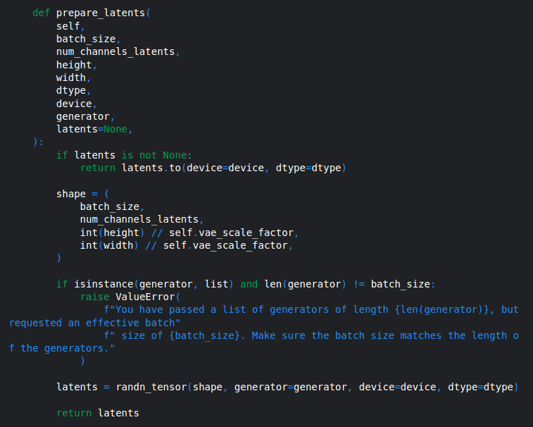 Code Snippet of Patch Generation function on latent image space 