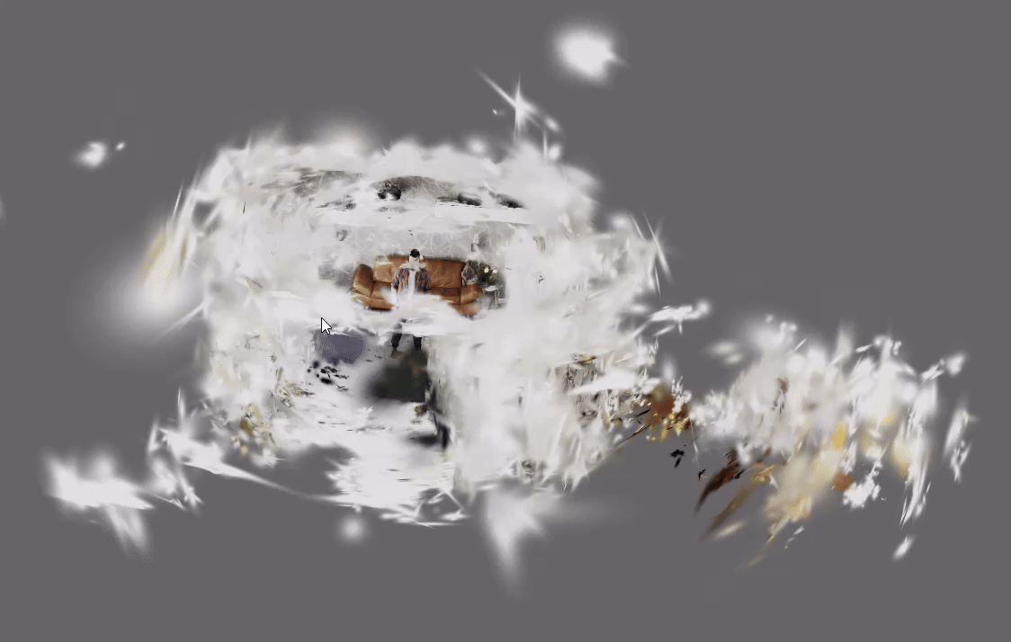 Fig.8: Optimized scene represented in 3D gaussian splattings. Image by Sascha Kirch.