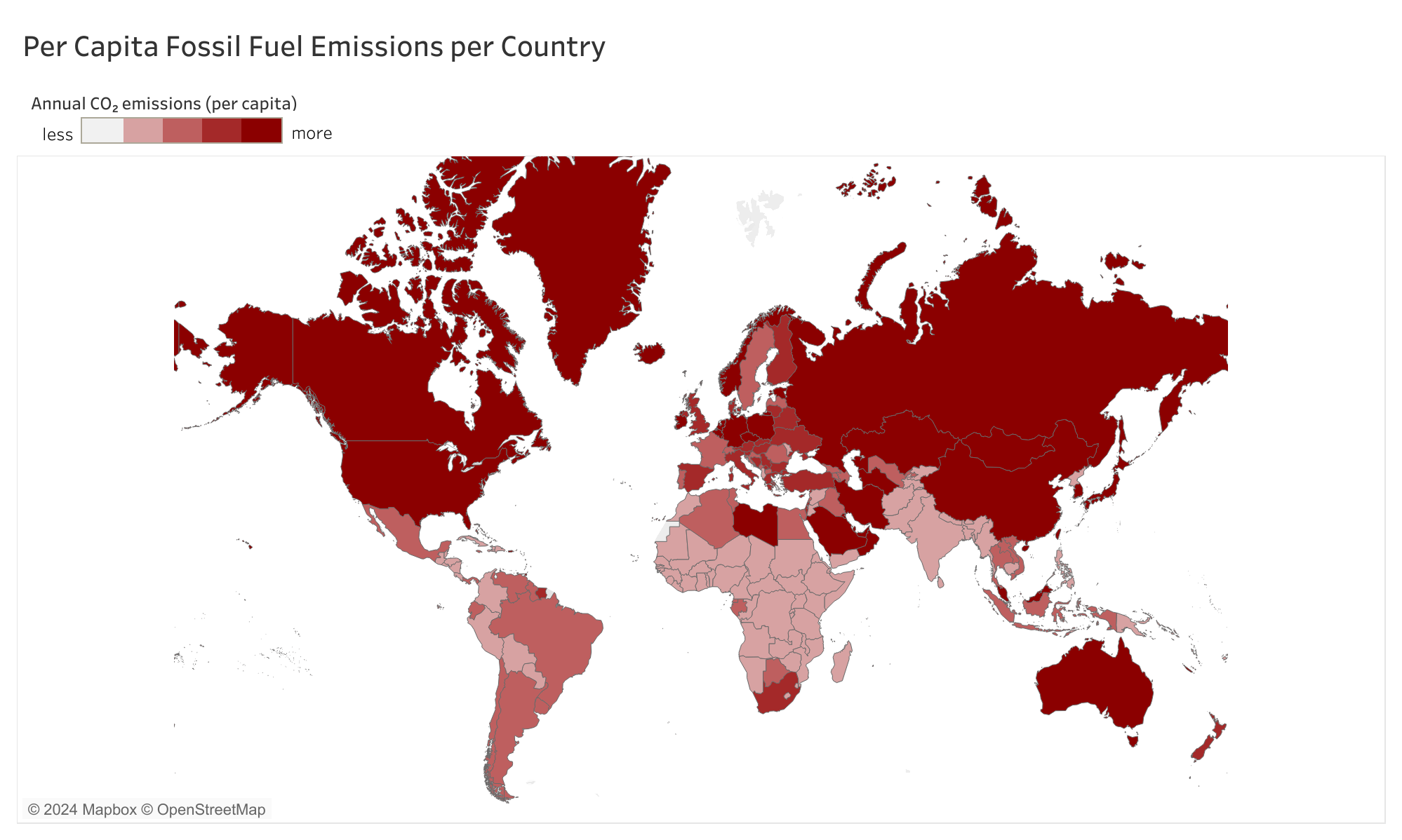 World on fire version of chart. Created by the author using Tableau. Data source: Global Carbon Budget, 2022